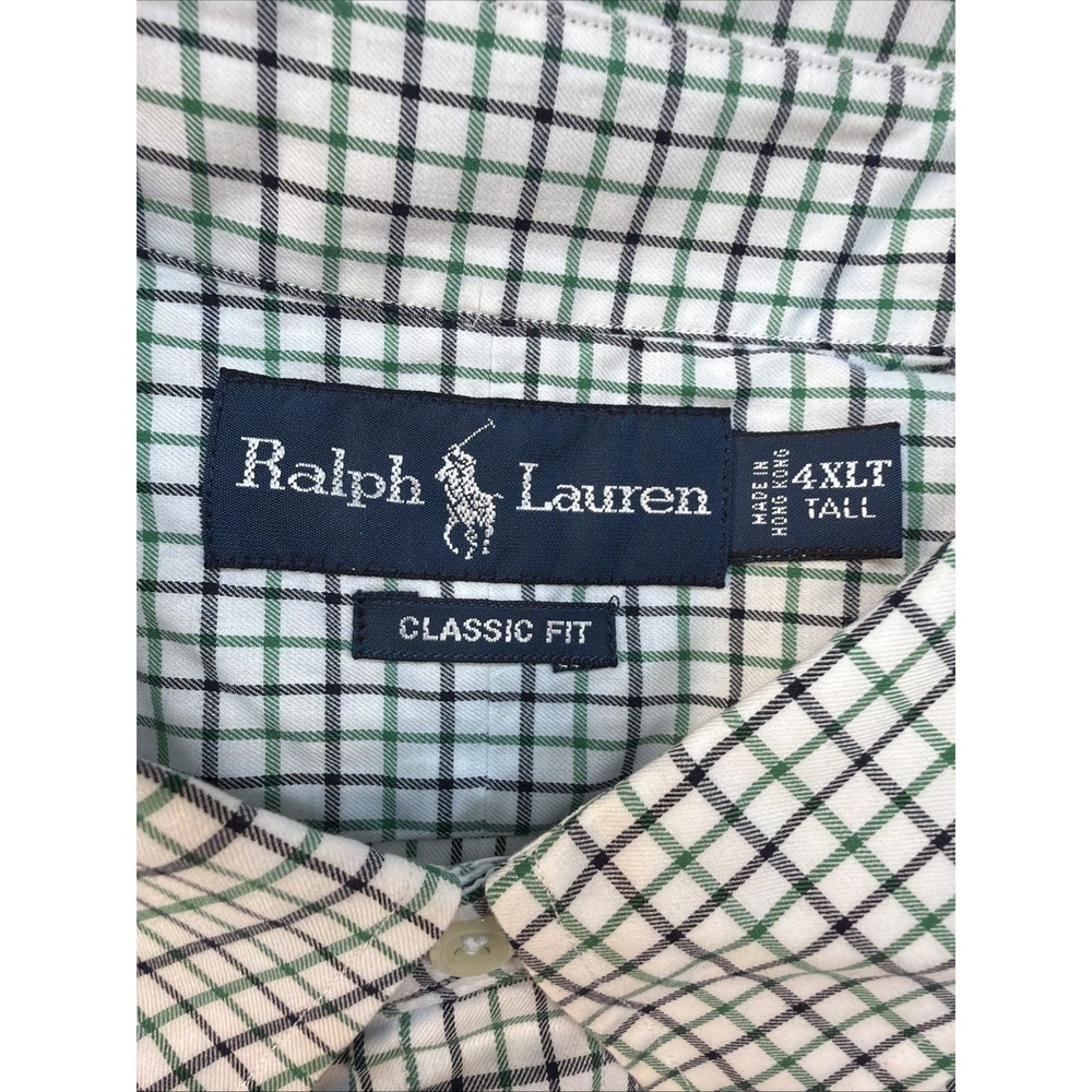 RALPH LAUREN MEN'S CLASSIC FIT GREEN CHECKED BUTTON DOWN SHIRT SIZE 4XLT NWT - Picture 3 of 16